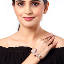 Rose Gold Plated White American Diamond Studded Butterfly Kada Bracelet