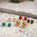 Set of 5 Gold-Plated Oval Studs Earrings