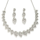 Rhodium Plated Silver Toned White American Diamond Studded Jewellery Set