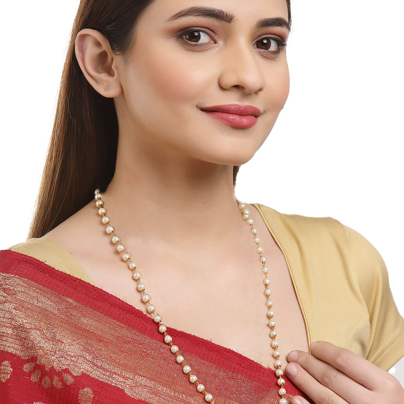 Chain 26 Inch Fine Gold Plated Finish Handmade Work Multi-Pearl Jewellery For Women Girls Men
