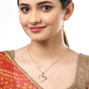 Gold-plated Flower & Heart White Cubic Zirconia Studded Pendant