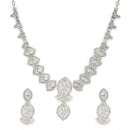 Rhodium Plated Silver Toned White American Diamond Studded Jewellery Set