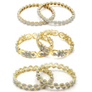 Set Of 6 Gold-Plated White American Diamond studded Dual Toned Multi Design Bangles