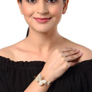 Gold Plated with White American Diamond Studded Butterfly Kada Bracelet