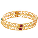 Gold Plated Square Shaped Red Green Stone Bangles