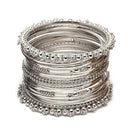 Gold, Silver & Black Toned Classic Intricate Textured Bangles Jewellery Set (Combo Of Set Of 3)