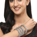 Set Of 4 Oxidised Silver-Plated Classic Intricate Textured Bangles Jewellery Set