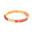 Set of 2 Red Gold-Plated Pearl Studded Bangles With Filgree Design