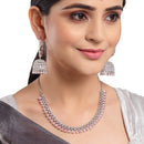 Rhodium-Plated with Silver-Tone & Pink American Diamond-Studded Jewellery Set Combo