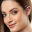 Gold Plated Elegant Star & Pearl Ear Climber Ear Cuffs