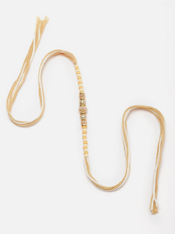 Traditional Gold Toned Beads Stringed Rakhi