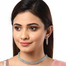 Rhodium-Plated with Silver-Tone & White American Diamond Studded Jewellery Set