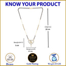 Heart Sharped Design White Gold-Plated American Diamond Studded Beaded Mangalsutra