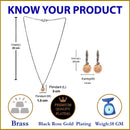 Rose Gold-Plated Gunmetal Toned White Cubic Zirconia studded Round Shaped Cute Pendant with Earrings