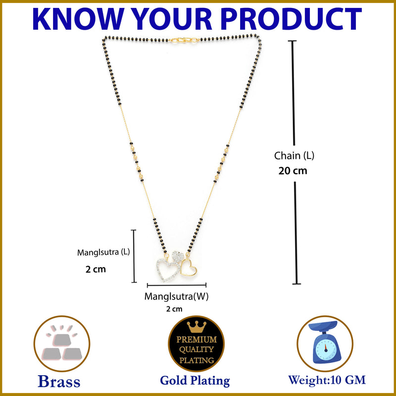 Heart Sharped Designer Gold Plated Mangalsutra Style  Pendant Jewellery For Women