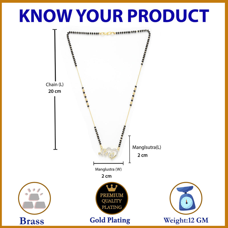 Heart Sharped Designer Gold Plated Mangalsutra Style  Pendant Jewellery For Women