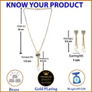 Gold-plated  Pearl Drop Heart White Cubic Zirconia Studded Pendant Set