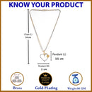 Gold-plated Flower & Heart White Cubic Zirconia Studded Pendant