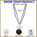 Gold-Plated Black & White Artificial Stones Studded & Beads Beaded Locket Mangalsutra