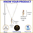 18K Gold Plated Cubic Zirconia Peacock Shaped Pendant Earring Set