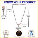 Rose Gold-Plated Gunmetal Toned White American Diamond Studded & Black Beads Beaded Mangalsutra with Earrings