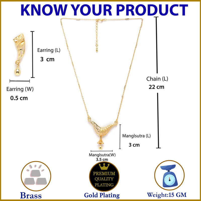 Gold-Plated Quirky Design Mangalsutra with Earrings