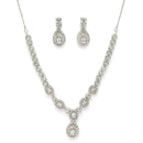 Rhodium Plated Silver Toned White American Diamond Jewellery Set