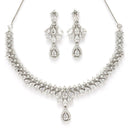 Rhodium Plated Teardrop Symphony Design with White American Diamond Stone Studded Jewellery set