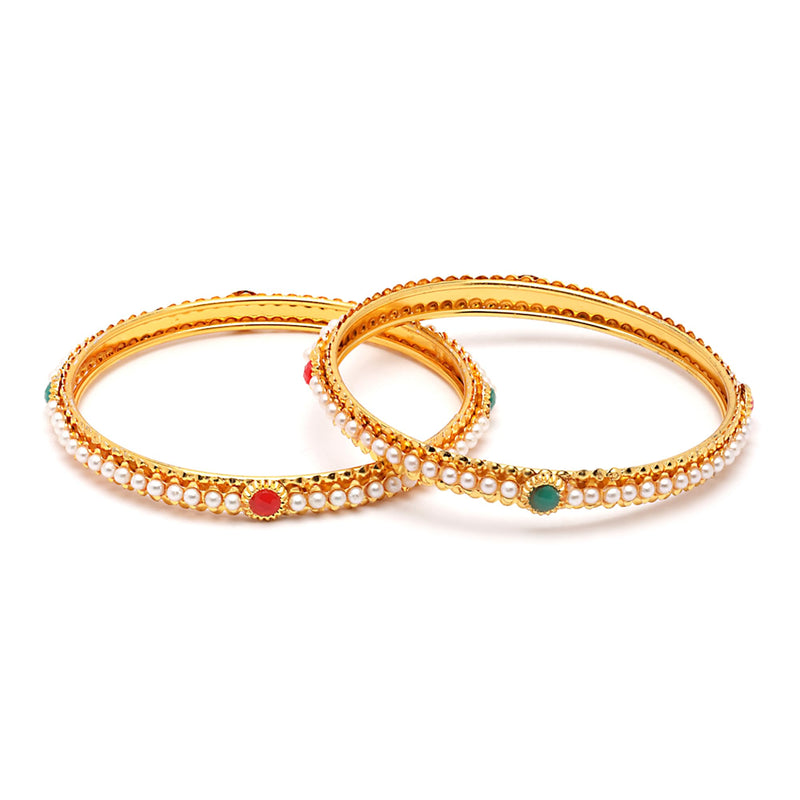 Pearls Gold plated Bangle Set