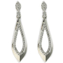 Rhodium Plated Silver Toned with Stylish American Diamond Small Drop Earrings