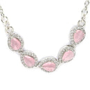 Rhodium Plated with Pink American Diamond & Classy Tear Drop Shape Pendant Set