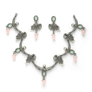 Oxidized Plated with Pink Pearl & Stone Studded Jewellery Set