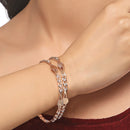 Rose Gold-Plated White American Diamond studded Temple Coin Bangles Jewellery Set (Set Of 2)