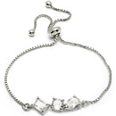 Rhodium Plated Silver Toned White American Diamond Studded Wraparound Bracelet