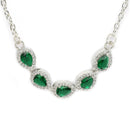 Rhodium Plated with Green American Diamond & Classy Tear Drop Shape Pendant Set