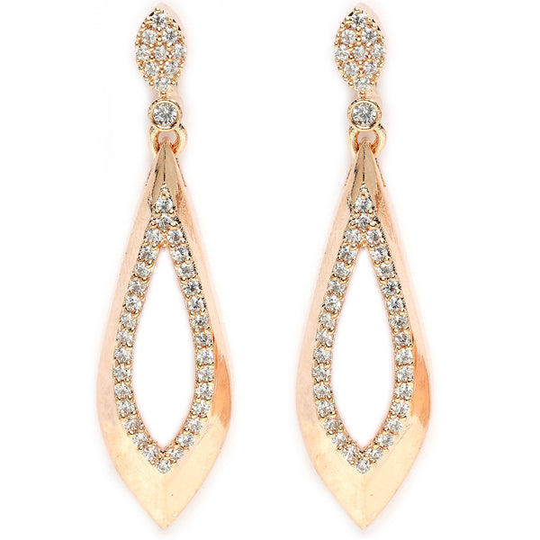 Rose Gold Plated  with Stylish American Diamond Small Drop Earrings