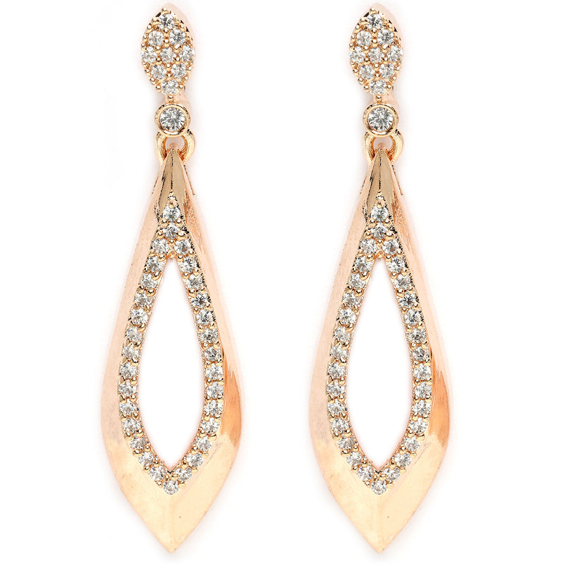 Rose Gold Plated  with Stylish American Diamond Small Drop Earrings