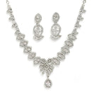 Rhodium Plated Silver Toned White American Diamond Stone Studded Jewellery Set