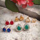 Red Sea Green Blue Yellow and White Teardrop Shaped Studs Earrings