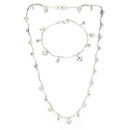 Rhodium Plated with Heart Shaped & White Cubic Zirconia Studded Jewellery Set