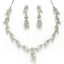 Rhodium Plated Silver Toned White American Diamond Studded Jewellery Set