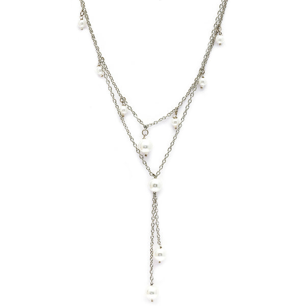 Oxidized Pearl 2 Layered Necklace Set