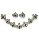 Oxidized Plated with Silver Filigree Design Green Stone Studded Jewellery Set