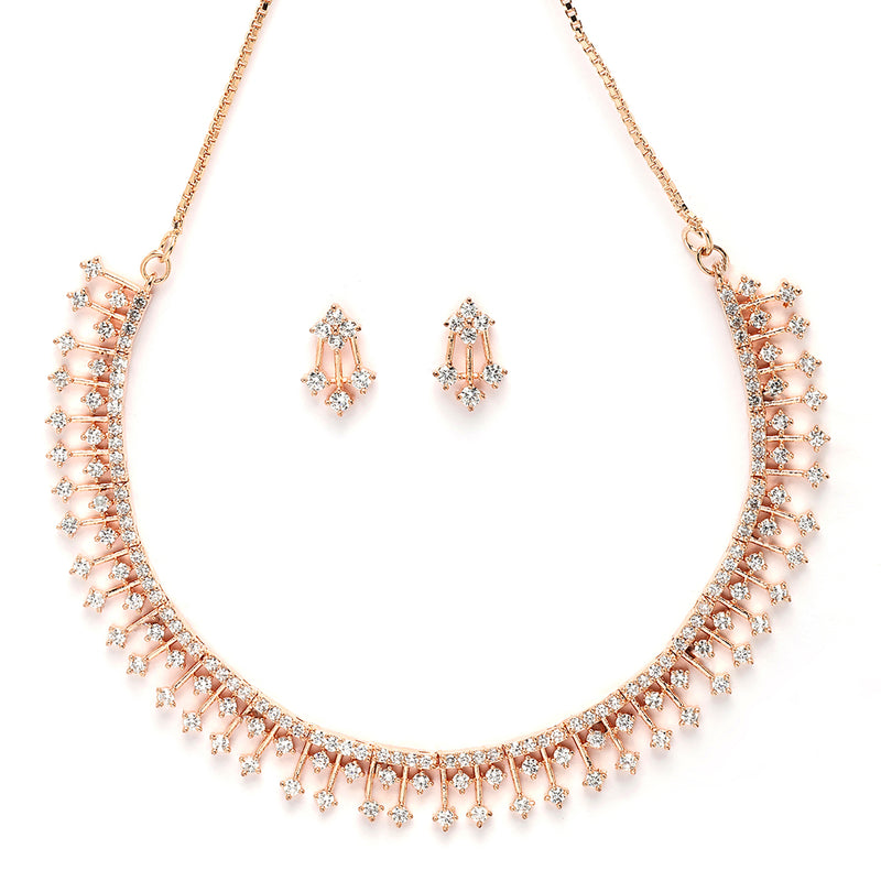 Rose Gold Plated American Diamond Studded Jewellery Set
