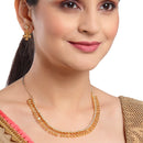 Floral Shaped Gold-Plated White American Diamond-Studded Necklace Set with Earrings
