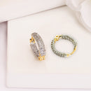 Gold Plated with White American Diamonds Studded Small Ear Cuff Earrings