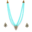 Sky Blue Pearl & Kundan Studded Jewellery Set