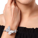 Rhodium-Plated Silver Toned White American Diamond Studded Kada Bracelet