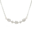 Rhodium Plated with White American Diamond Studded Geometric Design Pendant