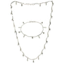 Rhodium Plated with Delicate Leaf & White Cubic Zirconia Studded Jewellery  Set